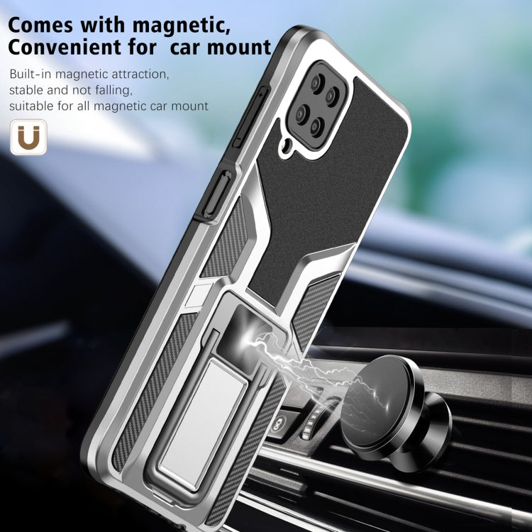 For Samsung Galaxy A12 Armor 2 in 1 Magnetic Shockproof Phone Case with Foldable Holder
