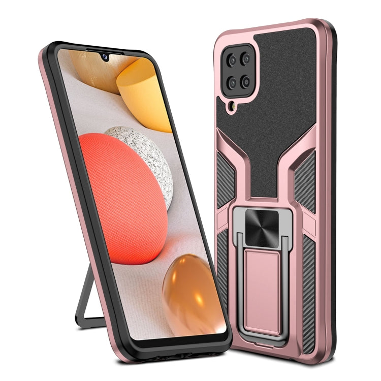 For Samsung Galaxy A12 Armor 2 in 1 Magnetic Shockproof Phone Case with Foldable Holder