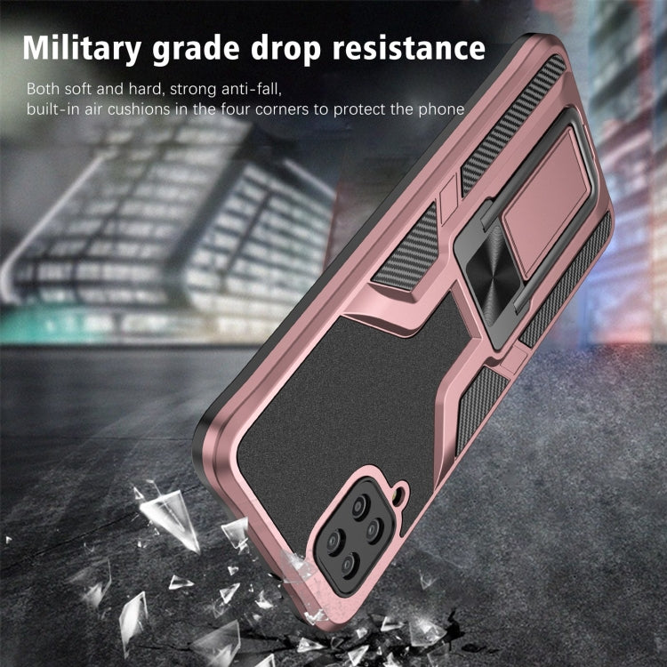 For Samsung Galaxy A12 Armor 2 in 1 Magnetic Shockproof Phone Case with Foldable Holder