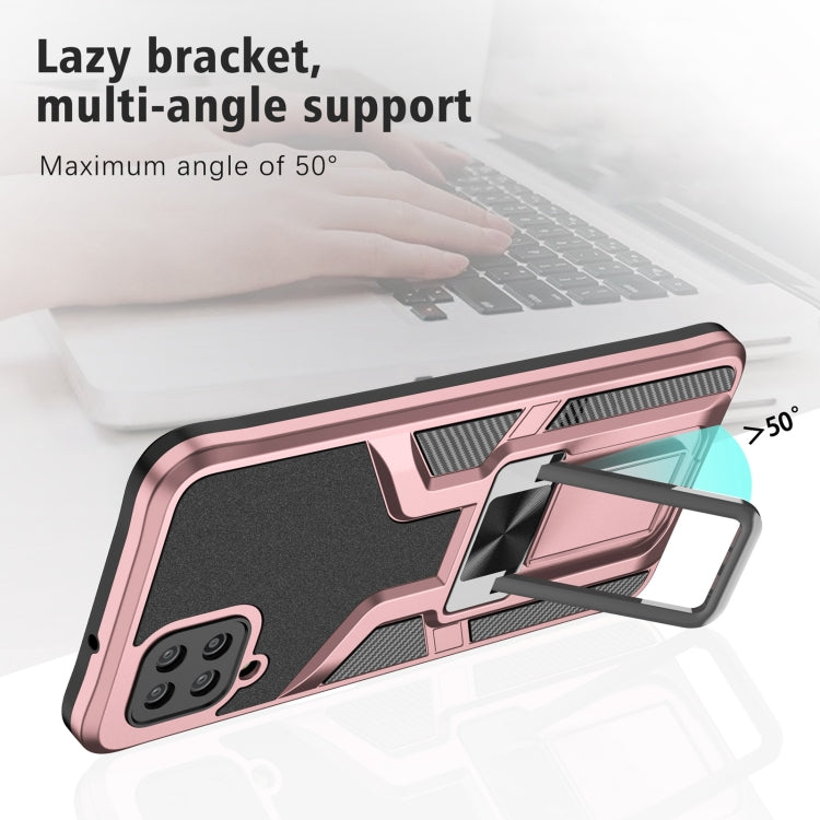 For Samsung Galaxy A12 Armor 2 in 1 Magnetic Shockproof Phone Case with Foldable Holder
