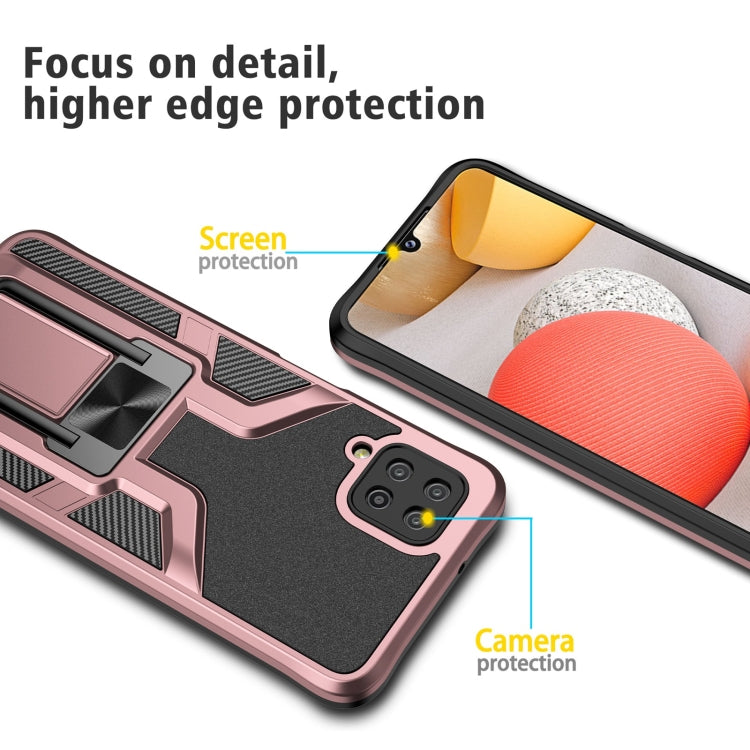 For Samsung Galaxy A12 Armor 2 in 1 Magnetic Shockproof Phone Case with Foldable Holder