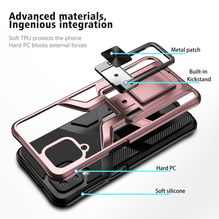 For Samsung Galaxy A12 Armor 2 in 1 Magnetic Shockproof Phone Case with Foldable Holder