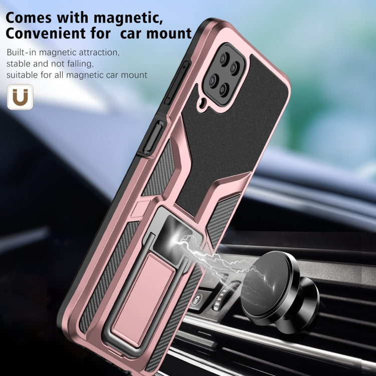 For Samsung Galaxy A12 Armor 2 in 1 Magnetic Shockproof Phone Case with Foldable Holder