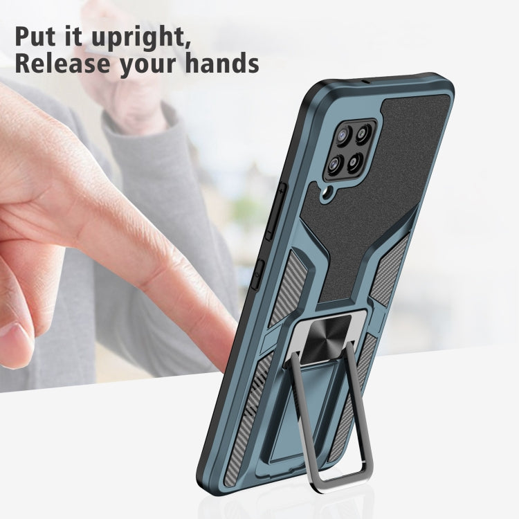 For Samsung Galaxy A42 5G Armor 2 in 1 Magnetic Shockproof Phone Case with Foldable Holder