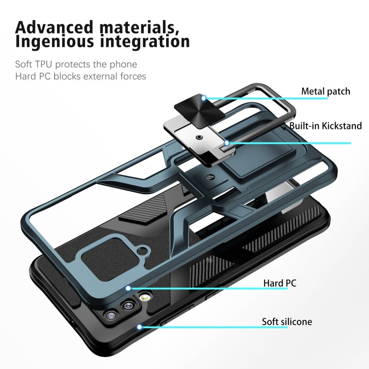 For Samsung Galaxy A42 5G Armor 2 in 1 Magnetic Shockproof Phone Case with Foldable Holder