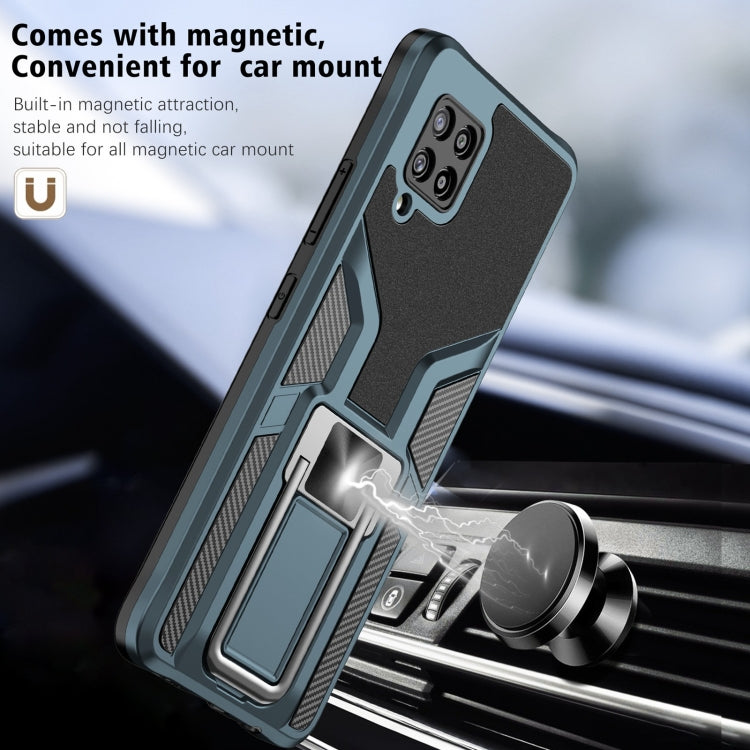 For Samsung Galaxy A42 5G Armor 2 in 1 Magnetic Shockproof Phone Case with Foldable Holder