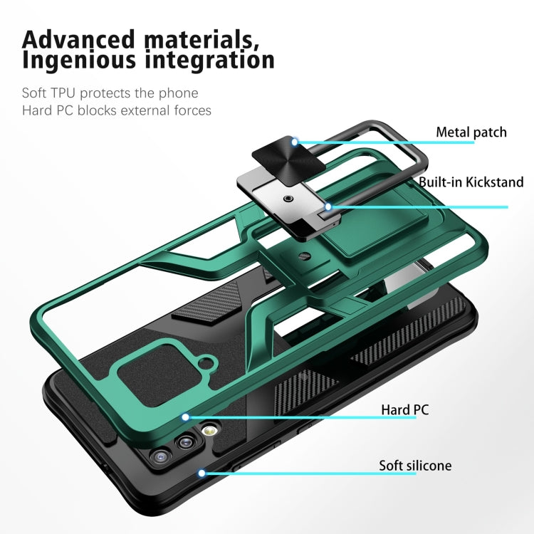 For Samsung Galaxy A42 5G Armor 2 in 1 Magnetic Shockproof Phone Case with Foldable Holder