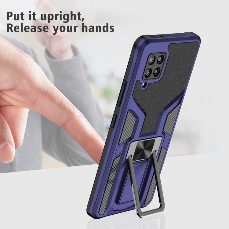 For Samsung Galaxy A42 5G Armor 2 in 1 Magnetic Shockproof Phone Case with Foldable Holder
