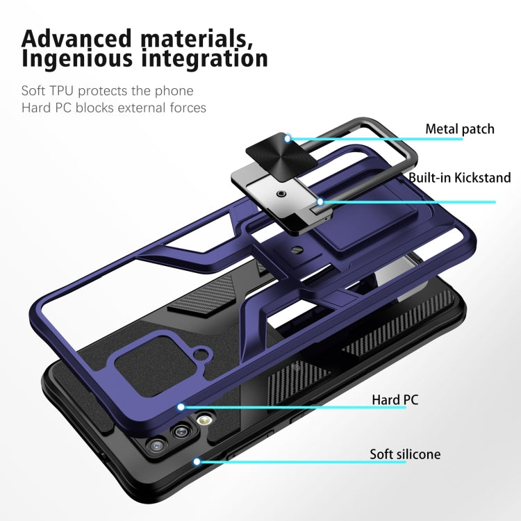 For Samsung Galaxy A42 5G Armor 2 in 1 Magnetic Shockproof Phone Case with Foldable Holder