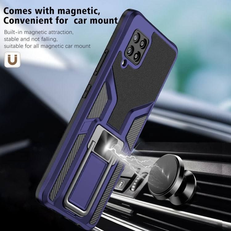 For Samsung Galaxy A42 5G Armor 2 in 1 Magnetic Shockproof Phone Case with Foldable Holder