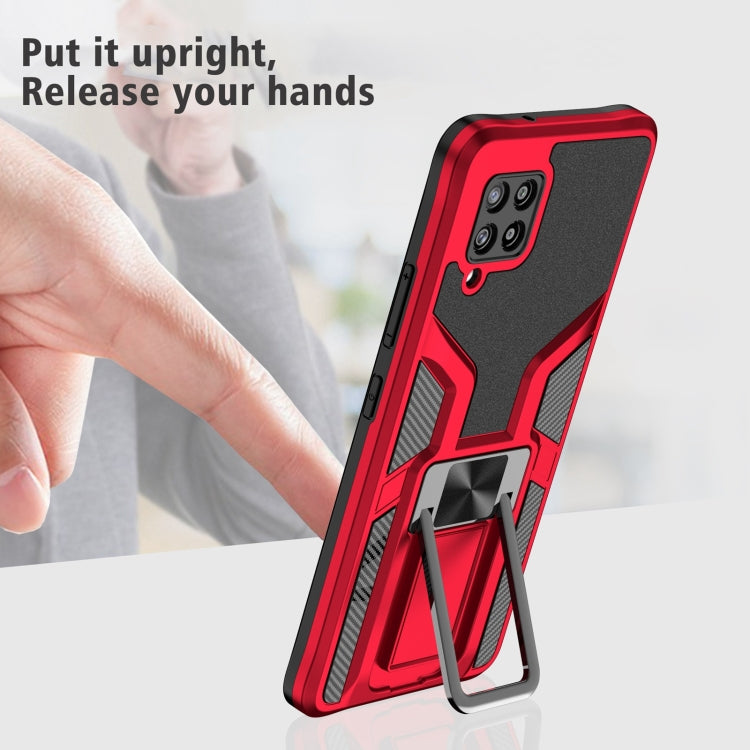 For Samsung Galaxy A42 5G Armor 2 in 1 Magnetic Shockproof Phone Case with Foldable Holder