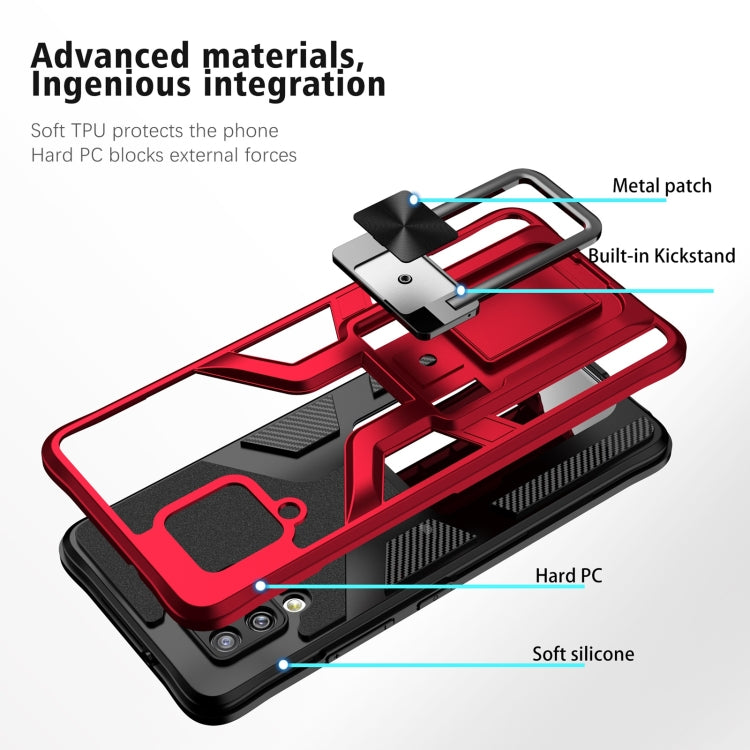 For Samsung Galaxy A42 5G Armor 2 in 1 Magnetic Shockproof Phone Case with Foldable Holder