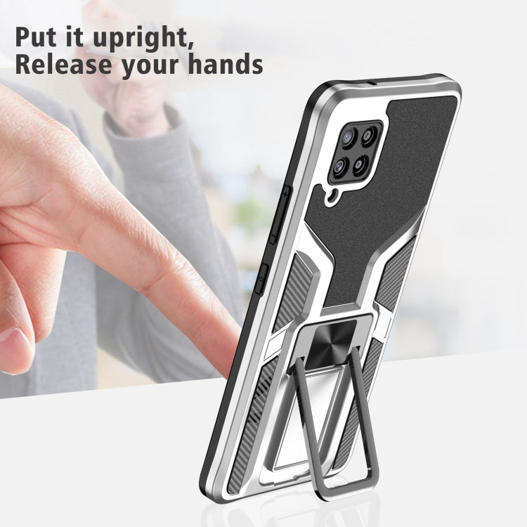 For Samsung Galaxy A42 5G Armor 2 in 1 Magnetic Shockproof Phone Case with Foldable Holder