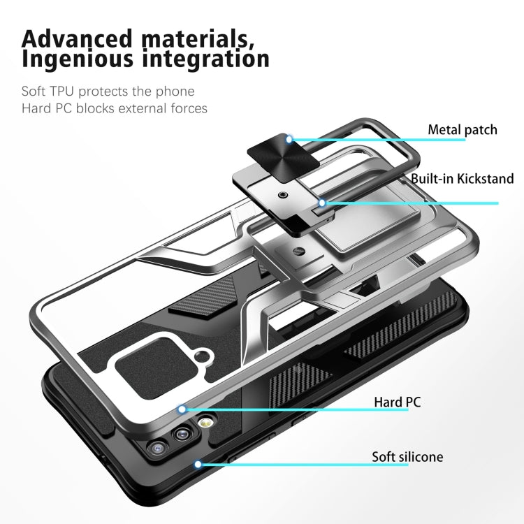 For Samsung Galaxy A42 5G Armor 2 in 1 Magnetic Shockproof Phone Case with Foldable Holder