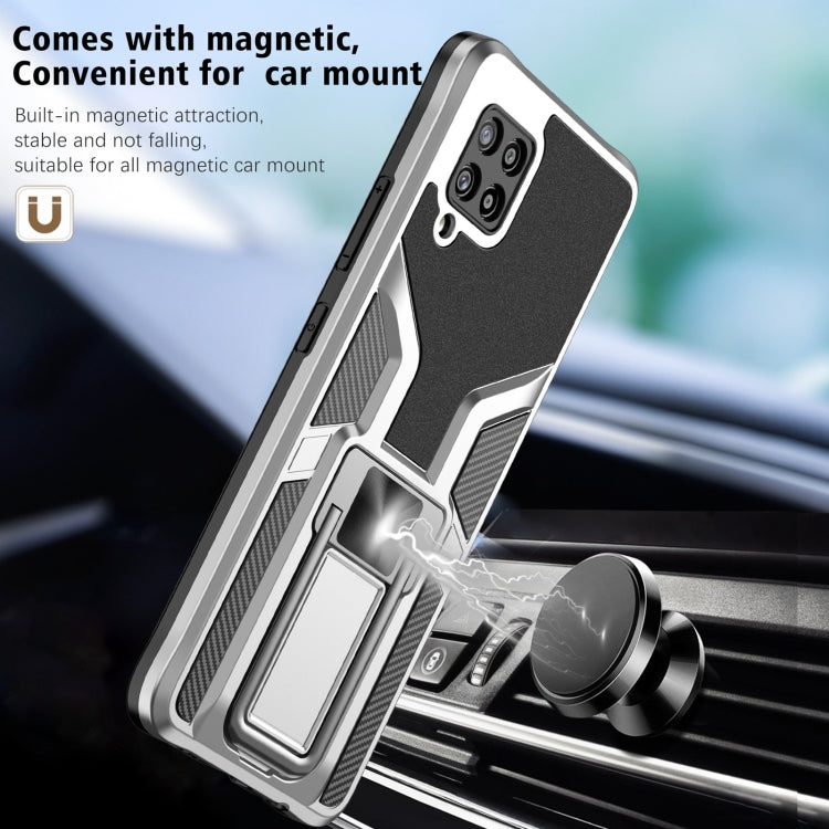 For Samsung Galaxy A42 5G Armor 2 in 1 Magnetic Shockproof Phone Case with Foldable Holder