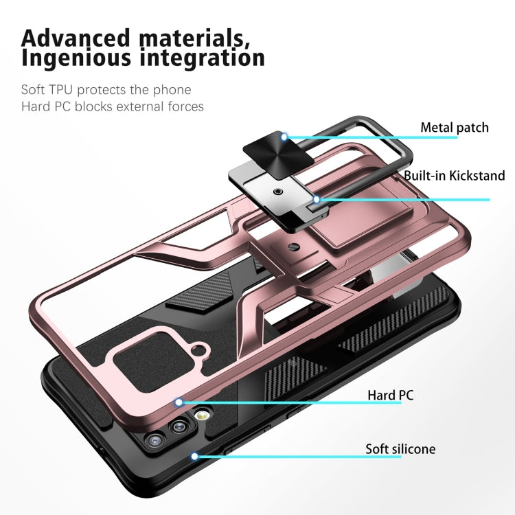For Samsung Galaxy A42 5G Armor 2 in 1 Magnetic Shockproof Phone Case with Foldable Holder