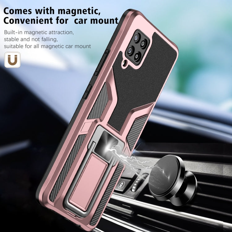 For Samsung Galaxy A42 5G Armor 2 in 1 Magnetic Shockproof Phone Case with Foldable Holder