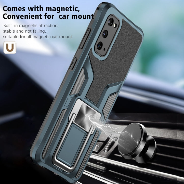 For Samsung Galaxy S20 Armor 2 in 1 Magnetic Shockproof Phone Case with Foldable Holder