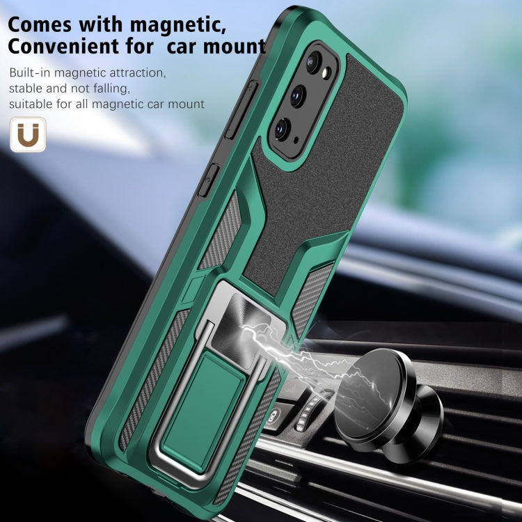 For Samsung Galaxy S20 Armor 2 in 1 Magnetic Shockproof Phone Case with Foldable Holder