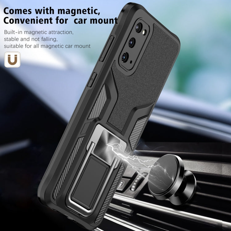 For Samsung Galaxy S20 Armor 2 in 1 Magnetic Shockproof Phone Case with Foldable Holder