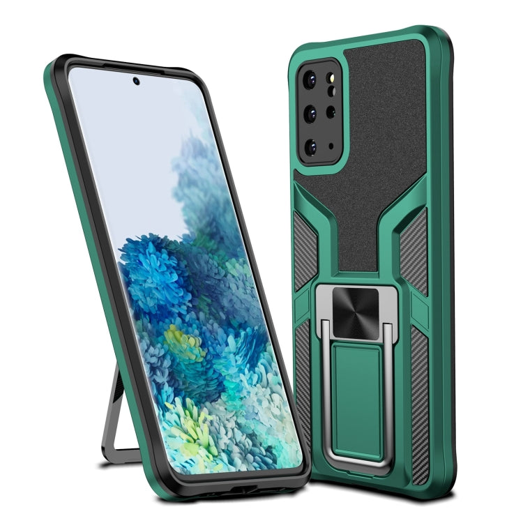 For Samsung Galaxy S20+ Armor 2 in 1 Magnetic Shockproof Phone Case with Foldable Holder