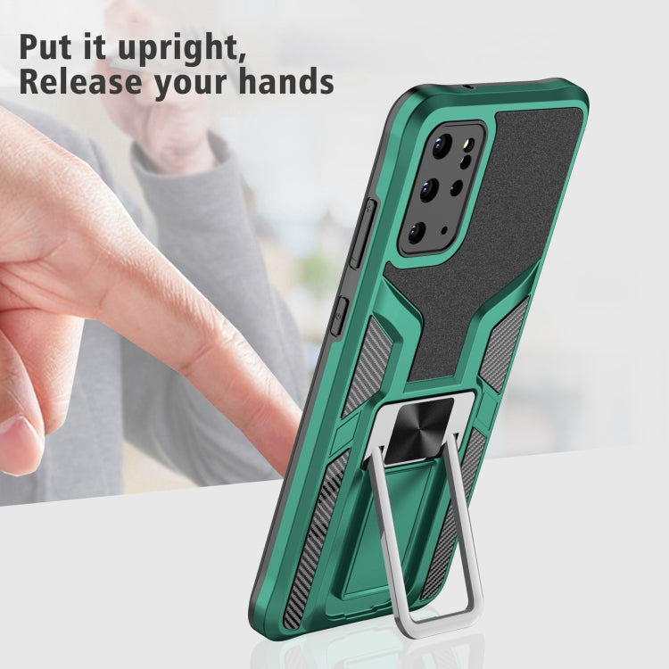 For Samsung Galaxy S20+ Armor 2 in 1 Magnetic Shockproof Phone Case with Foldable Holder