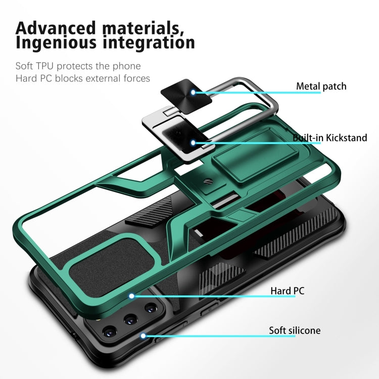 For Samsung Galaxy S20+ Armor 2 in 1 Magnetic Shockproof Phone Case with Foldable Holder