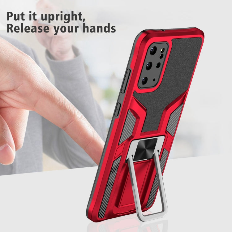 For Samsung Galaxy S20+ Armor 2 in 1 Magnetic Shockproof Phone Case with Foldable Holder