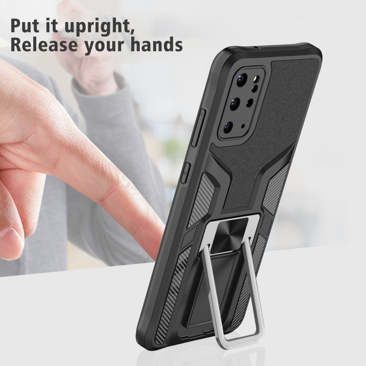 For Samsung Galaxy S20+ Armor 2 in 1 Magnetic Shockproof Phone Case with Foldable Holder