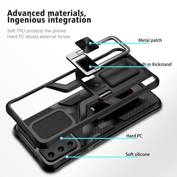 For Samsung Galaxy S20+ Armor 2 in 1 Magnetic Shockproof Phone Case with Foldable Holder