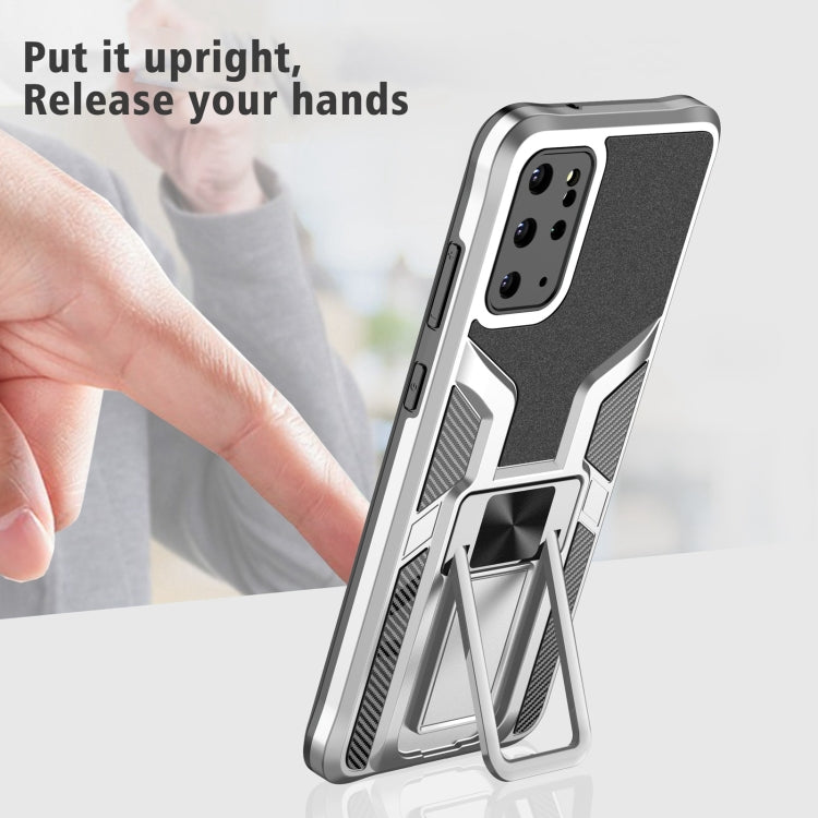 For Samsung Galaxy S20+ Armor 2 in 1 Magnetic Shockproof Phone Case with Foldable Holder