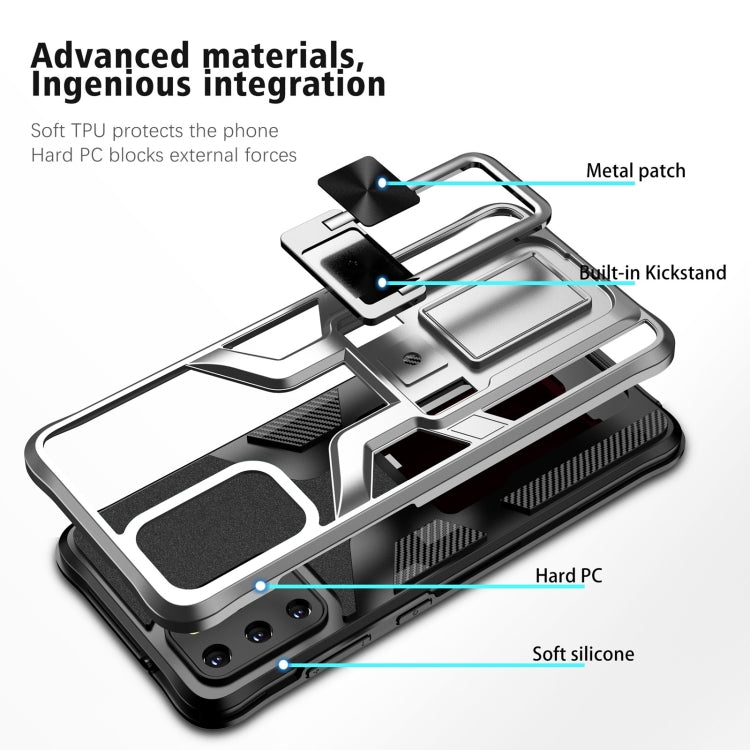 For Samsung Galaxy S20+ Armor 2 in 1 Magnetic Shockproof Phone Case with Foldable Holder