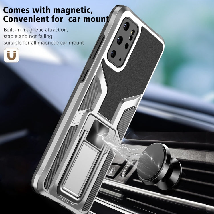 For Samsung Galaxy S20+ Armor 2 in 1 Magnetic Shockproof Phone Case with Foldable Holder