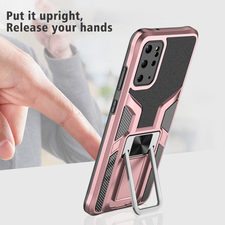 For Samsung Galaxy S20+ Armor 2 in 1 Magnetic Shockproof Phone Case with Foldable Holder