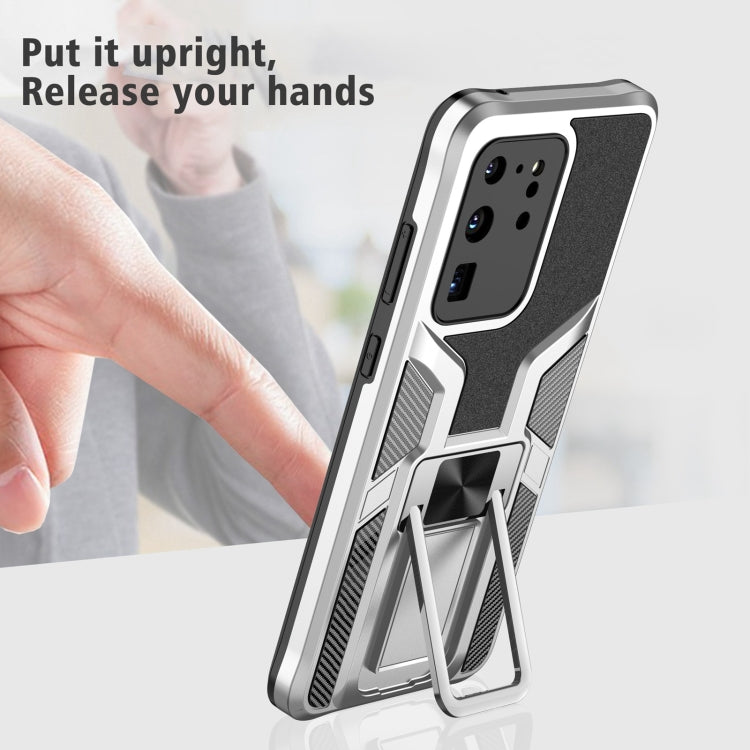 For Samsung Galaxy S20 Ultra Armor 2 in 1 Magnetic Shockproof Phone Case with Foldable Holder