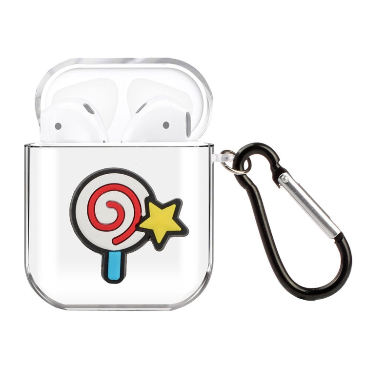 For AirPods 1 / 2 High Transparent TPU Silicone Patch Earphone Protective Case with Hook