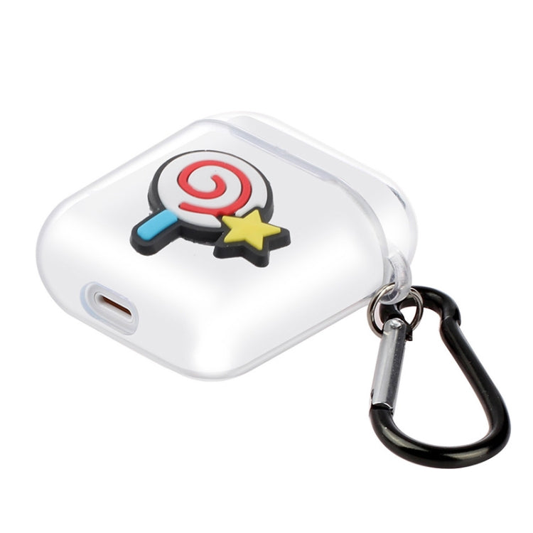 For AirPods 1 / 2 High Transparent TPU Silicone Patch Earphone Protective Case with Hook