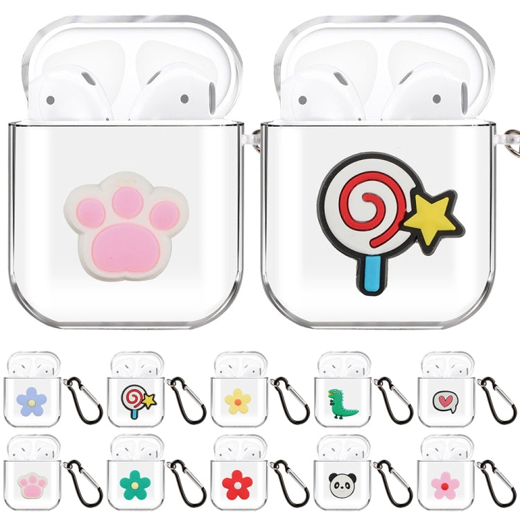 For AirPods 1 / 2 High Transparent TPU Silicone Patch Earphone Protective Case with Hook