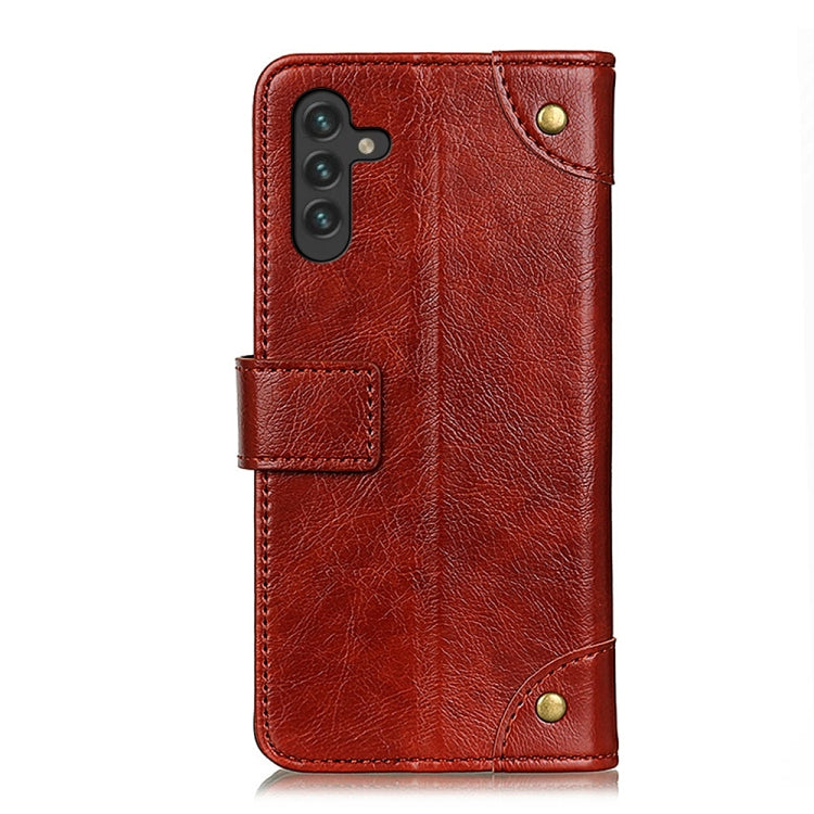For Samsung Galaxy A13 5G Copper Buckle Nappa Texture Horizontal Flip Leather Phone Case