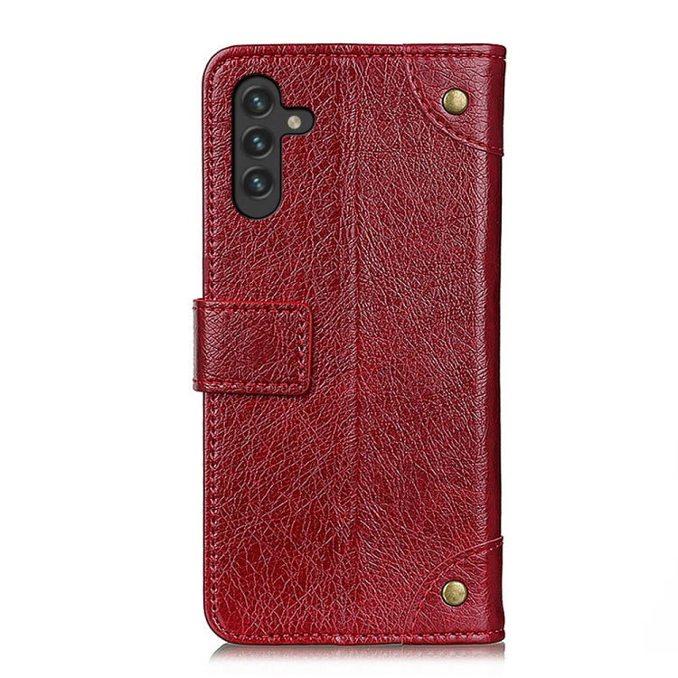 For Samsung Galaxy A13 5G Copper Buckle Nappa Texture Horizontal Flip Leather Phone Case
