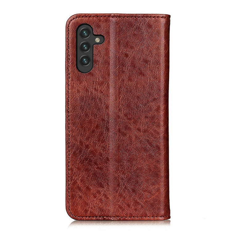 For Samsung Galaxy A13 5G Magnetic Crazy Horse Texture Horizontal Flip Leather Phone Case with Holder & Card Slots
