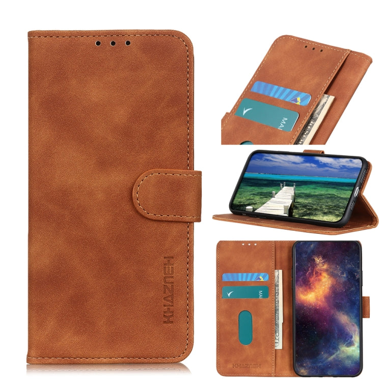 For Samsung Galaxy A13 5G KHAZNEH Retro Texture Horizontal Flip Leather Phone Case with Holder & Card Slots