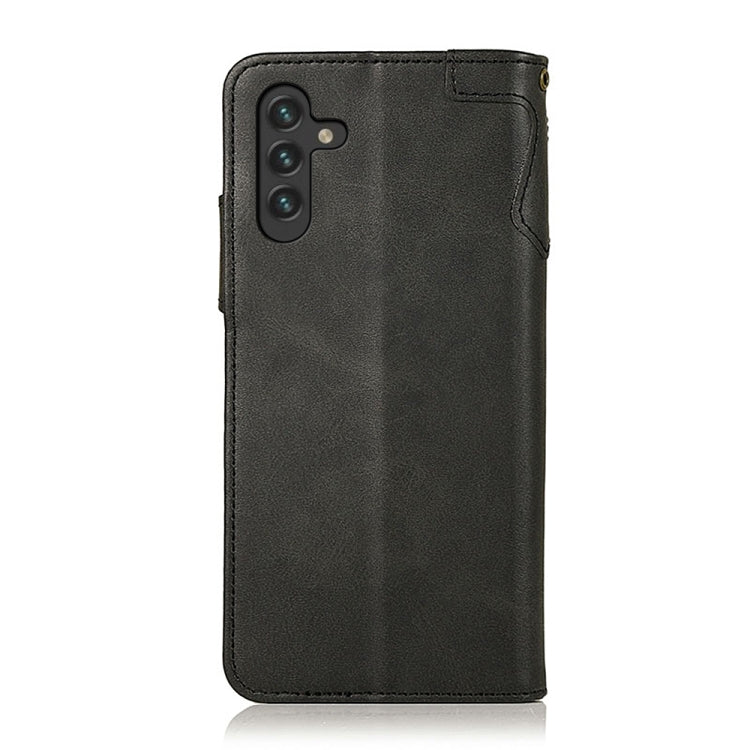 For Samsung Galaxy A13 5G KHAZNEH Cowhide Texture Horizontal Flip Leather Phone Case with Lanyard