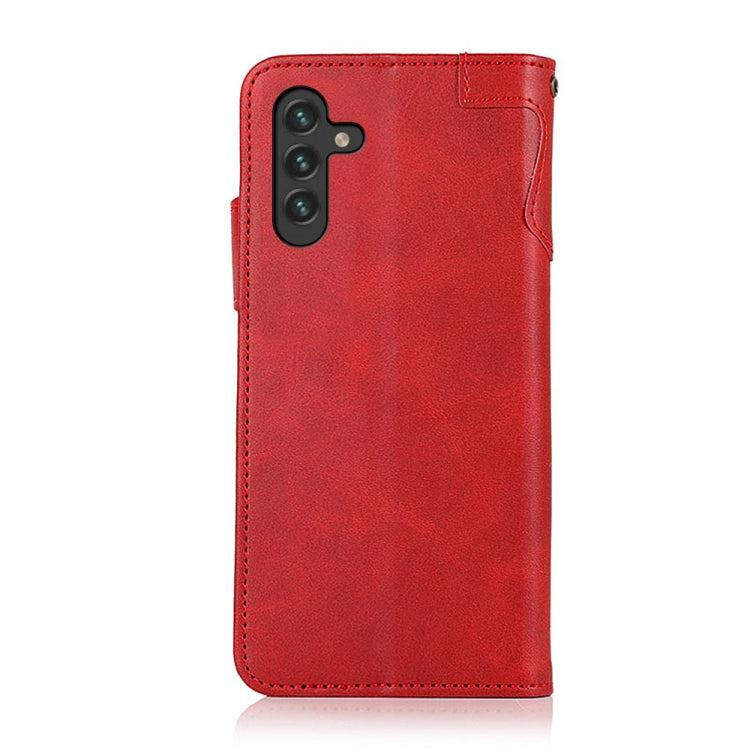 For Samsung Galaxy A13 5G KHAZNEH Cowhide Texture Horizontal Flip Leather Phone Case with Lanyard