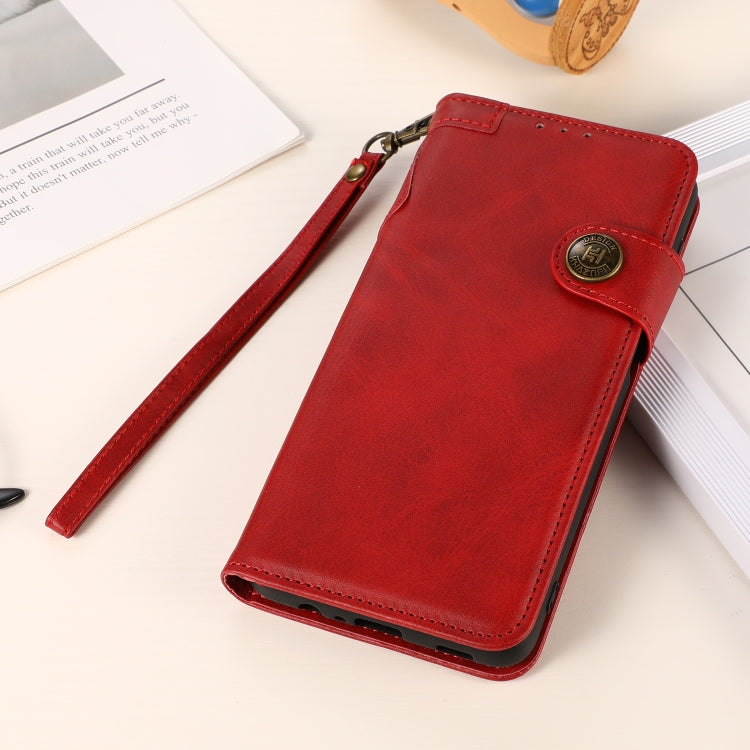For Samsung Galaxy A13 5G KHAZNEH Cowhide Texture Horizontal Flip Leather Phone Case with Lanyard