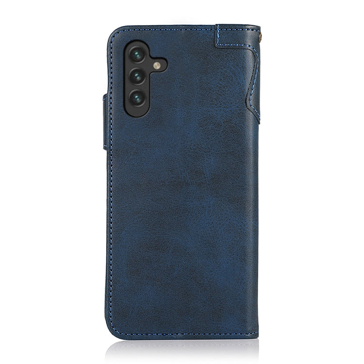 For Samsung Galaxy A13 5G KHAZNEH Cowhide Texture Horizontal Flip Leather Phone Case with Lanyard