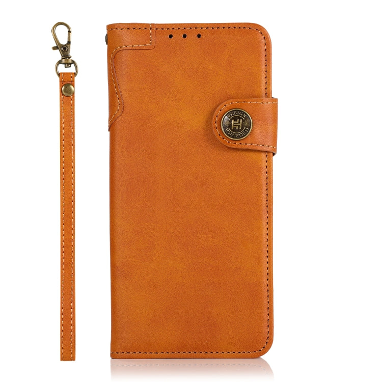 For Samsung Galaxy A13 5G KHAZNEH Cowhide Texture Horizontal Flip Leather Phone Case with Lanyard