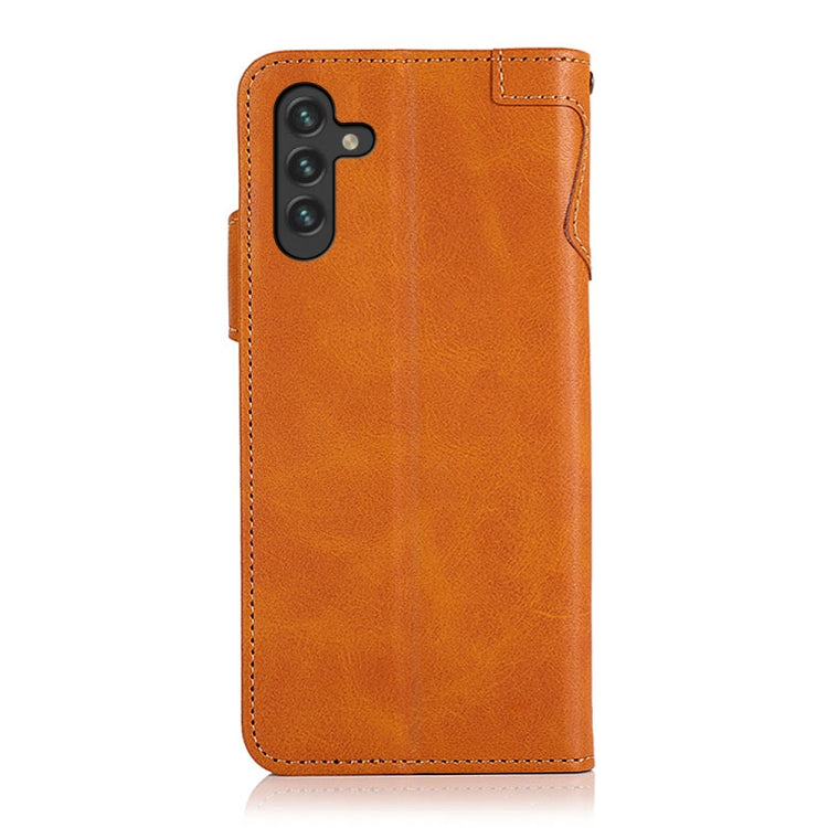 For Samsung Galaxy A13 5G KHAZNEH Cowhide Texture Horizontal Flip Leather Phone Case with Lanyard