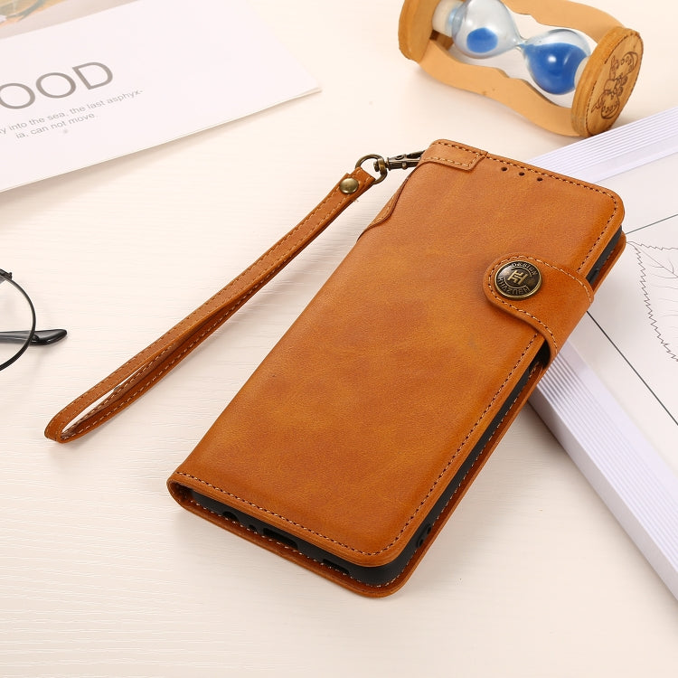For Samsung Galaxy A13 5G KHAZNEH Cowhide Texture Horizontal Flip Leather Phone Case with Lanyard