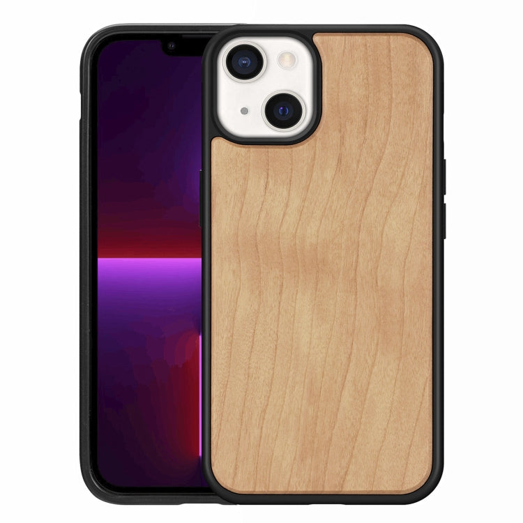 For iPhone 13 mini Wood Veneer TPU Shockproof Phone Case